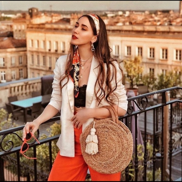 Zara round raffia crossbody bag Clearance